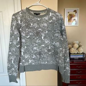 Banana Republic Crew Neck Sweater in Grey Floral Design size XS